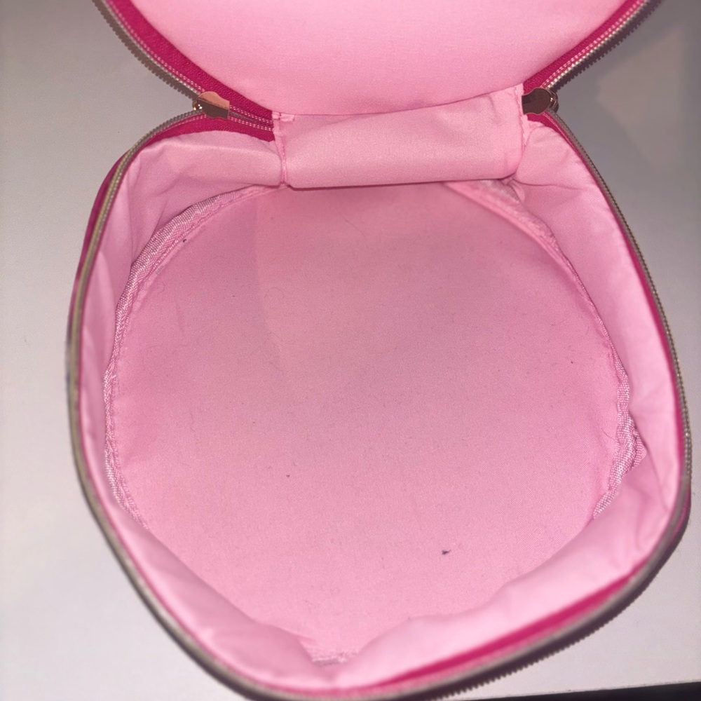 Under One Sky Pink Tie Dye Round Double Layer Cosmetic Case Makeup Train Bag - Picture 8 of 10